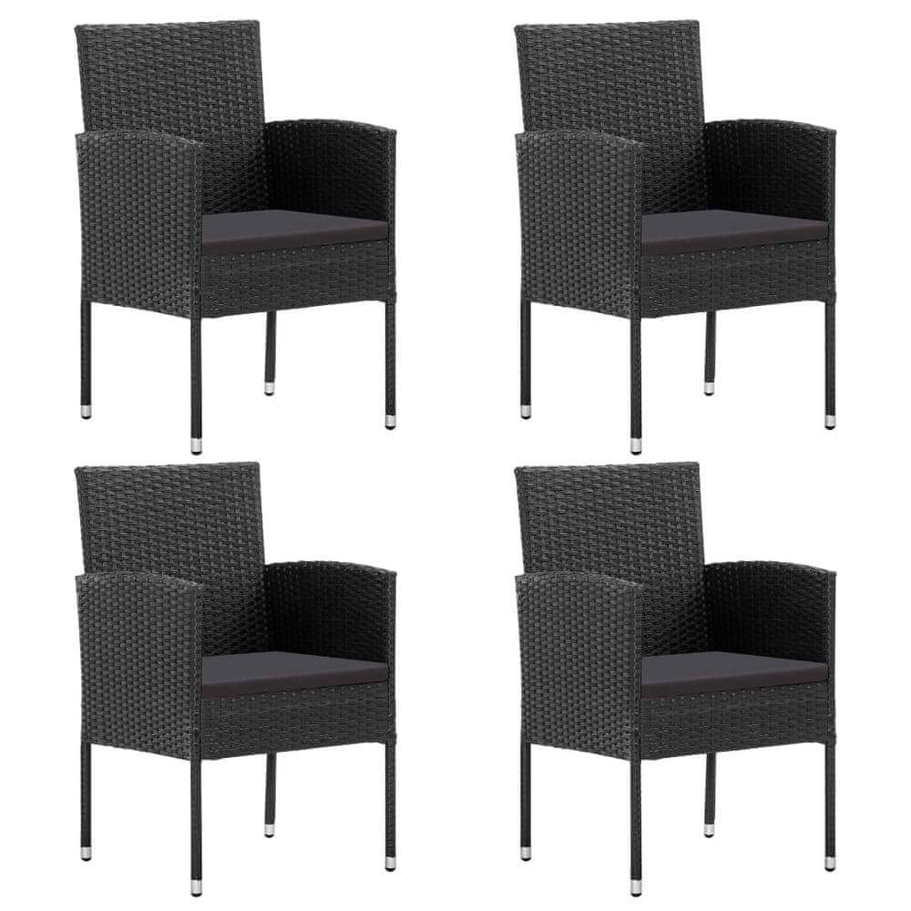 Vidaxl Záhradné stoličky 4 ks, polyratan, čierne